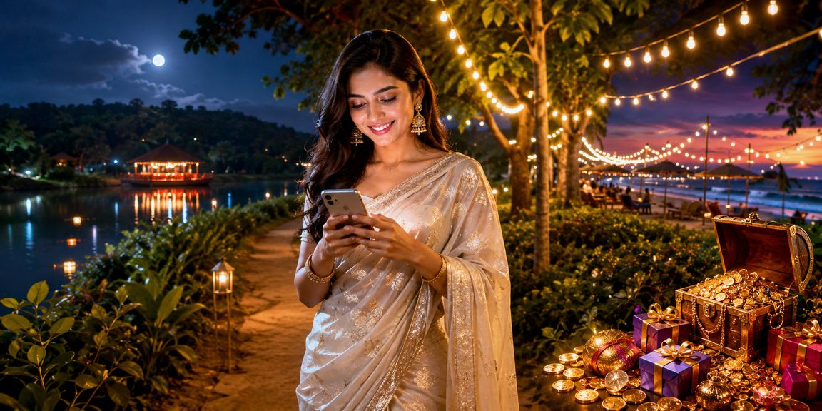 কক্সবাজারে শাড়ি পরিহিত তরুণী p4r অ্যাকাউন্টে সফলভাবে লগইন করছেন